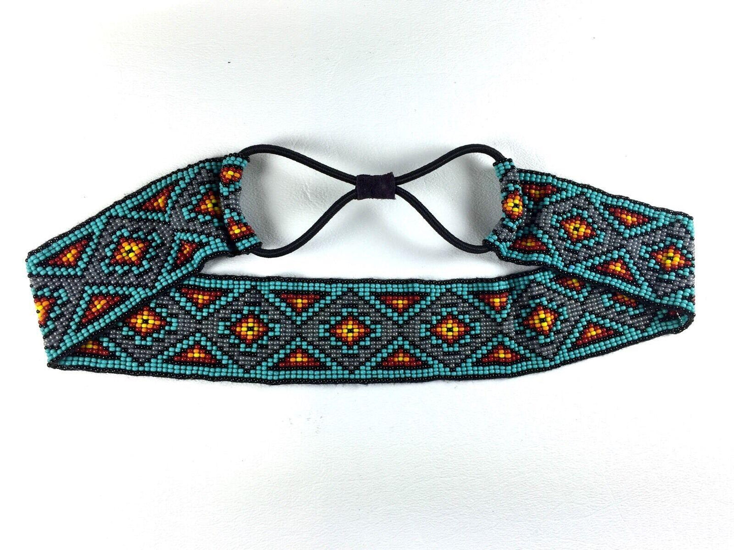 Native Style Handcrafted Beaded Multi-Color Stretchable Hair Band/Headband Z54/5