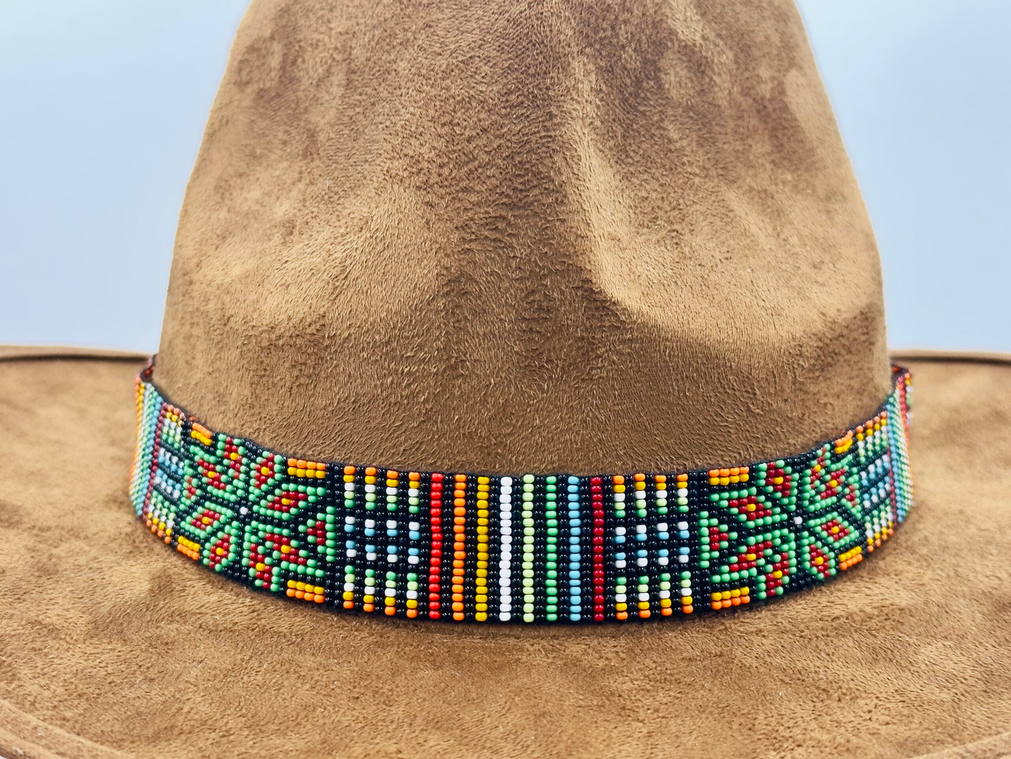 Handmade beaded Black multicolored Cowboy Rodeo Hatband