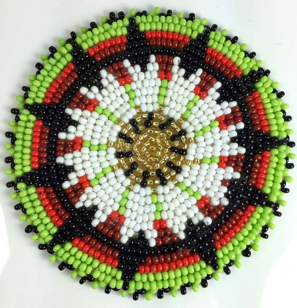 Green Black Handmade Beaded Rosette