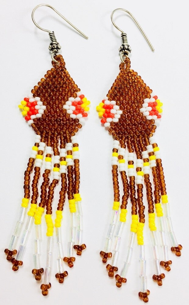 Handmade Beaded Brown Seed Beaded Earrings