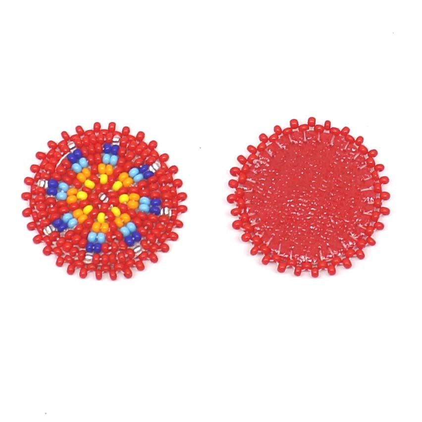 Handmade beaded 2x1.2 “ Red rosette/applique