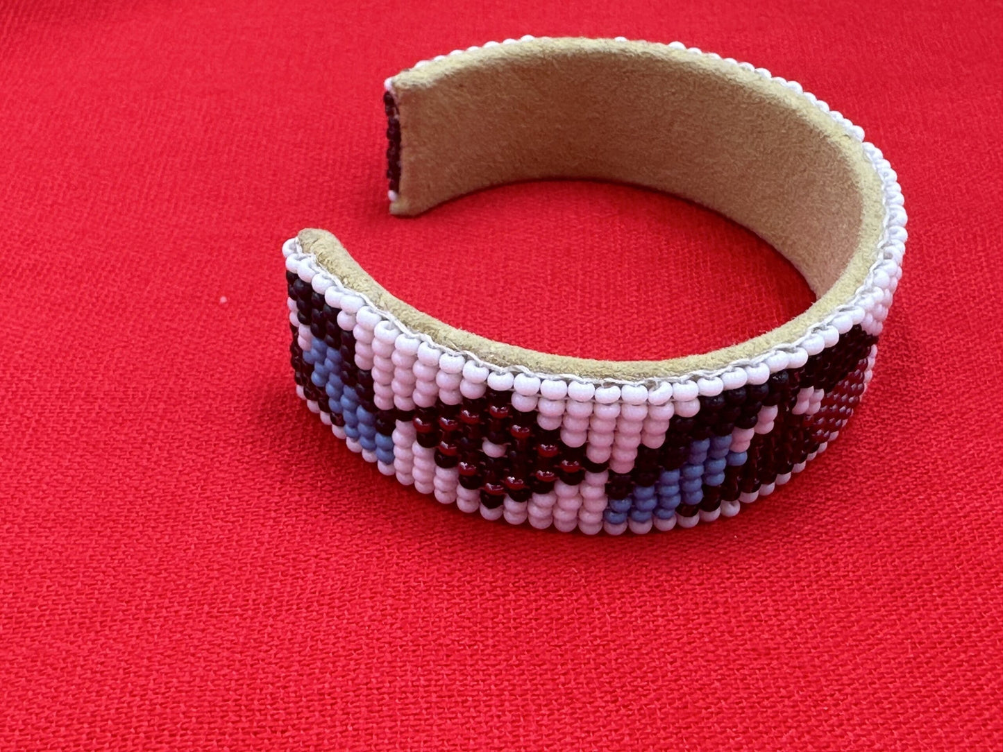 Handmade beaded White Bronze Blue cuff bracelet