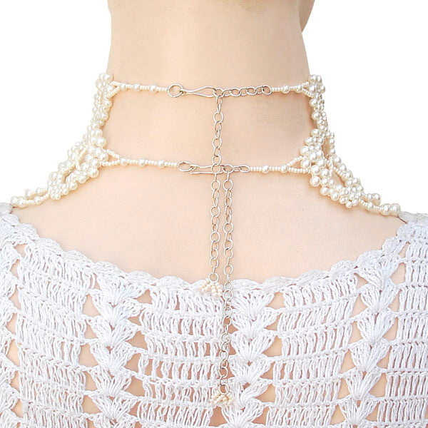 Handmade Beaded Cream Pearl Grand Victorian Choker Necklace