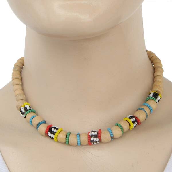 Yellow Wooden Kids Beaded Necklace Earrings Set Handmade