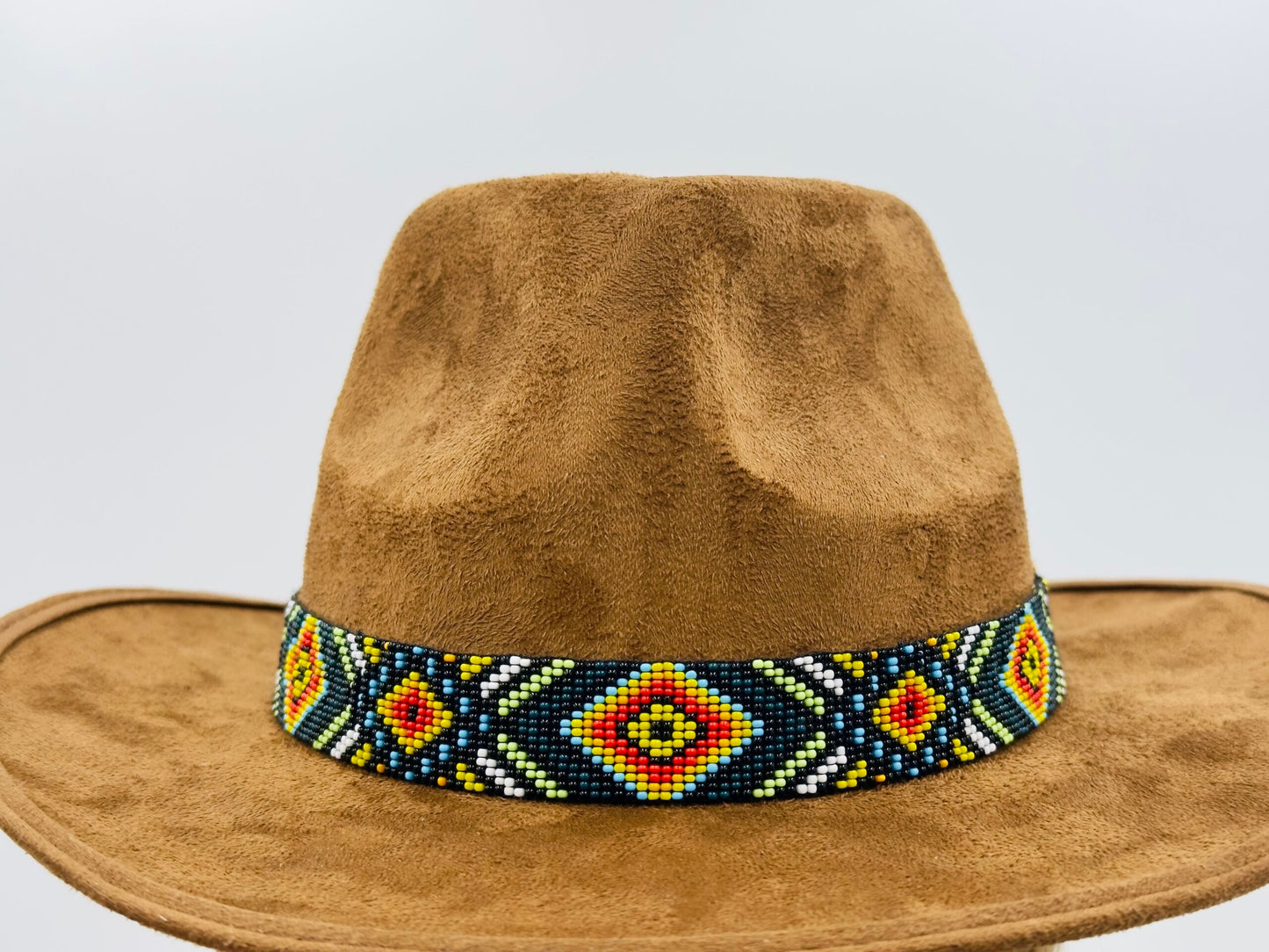Handmade beaded Black Aztec adjustable Cowboy Rodeo Hatband