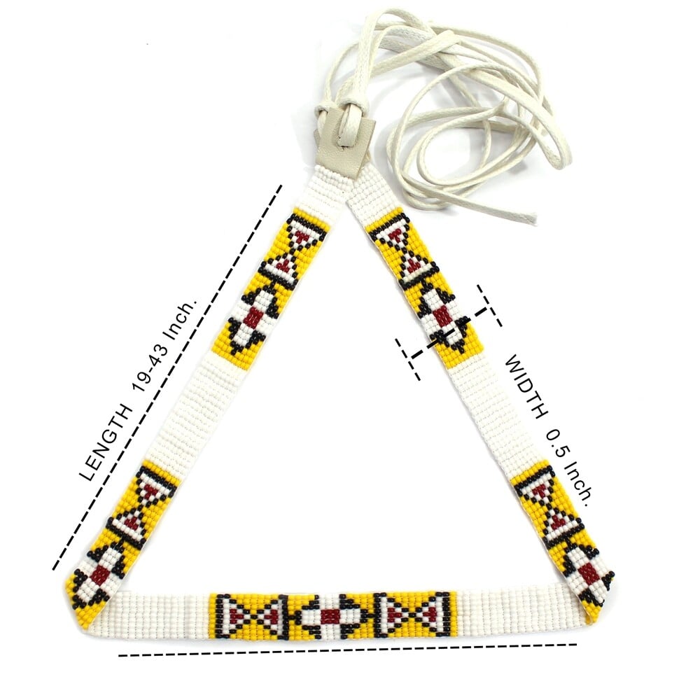 White Red Yellow Seed Beaded Waist Belt Cowboy Hat Band 1/2 Inch