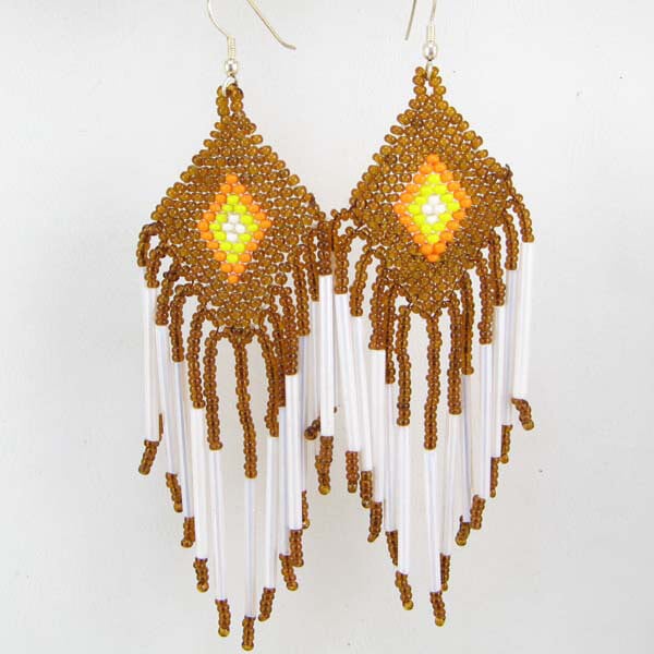 Handmade Beaded Brown Seed Bead Earrings