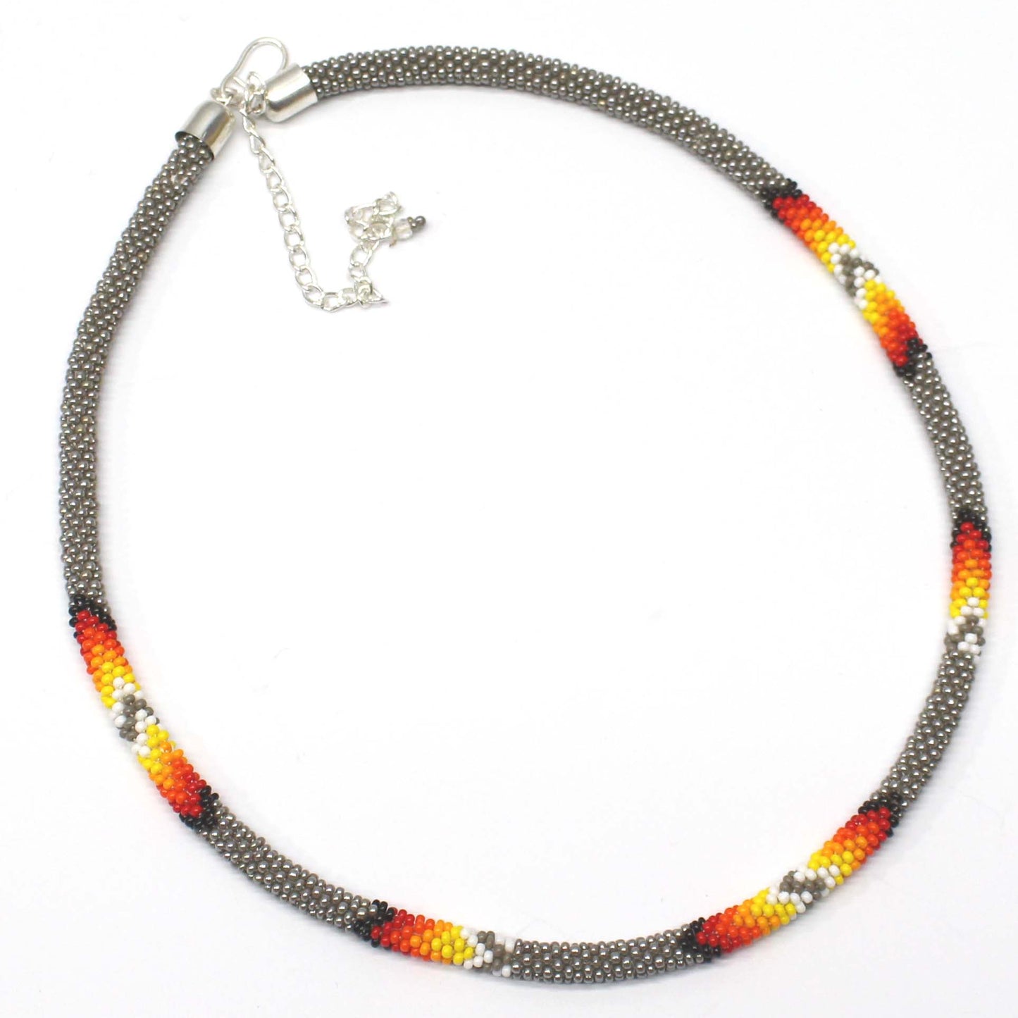 Handmade beaded Gray woven Rope necklace
