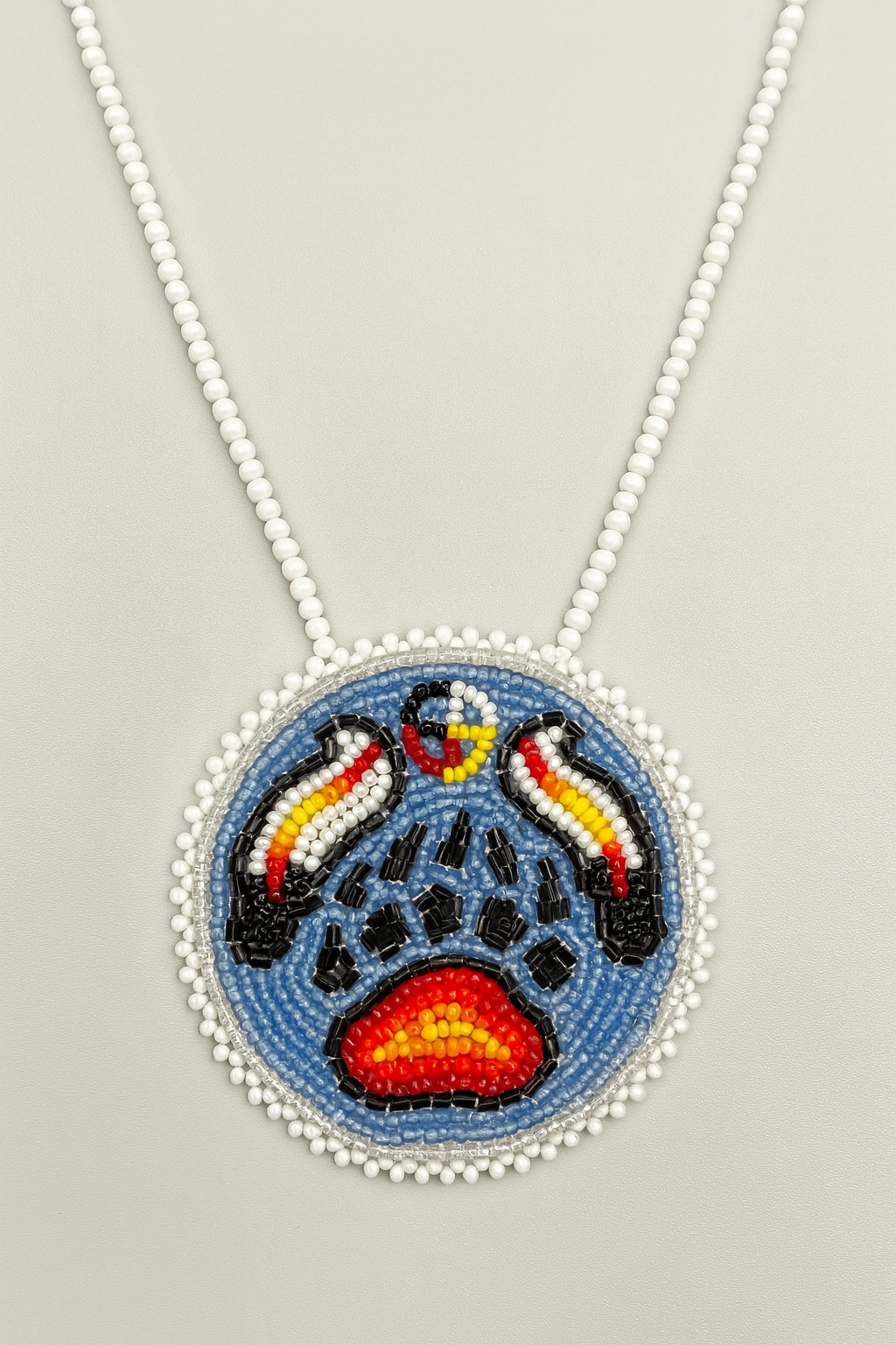 Beaded Bear Paw Applique – 3” Diameter, Handmade with Czech Beads