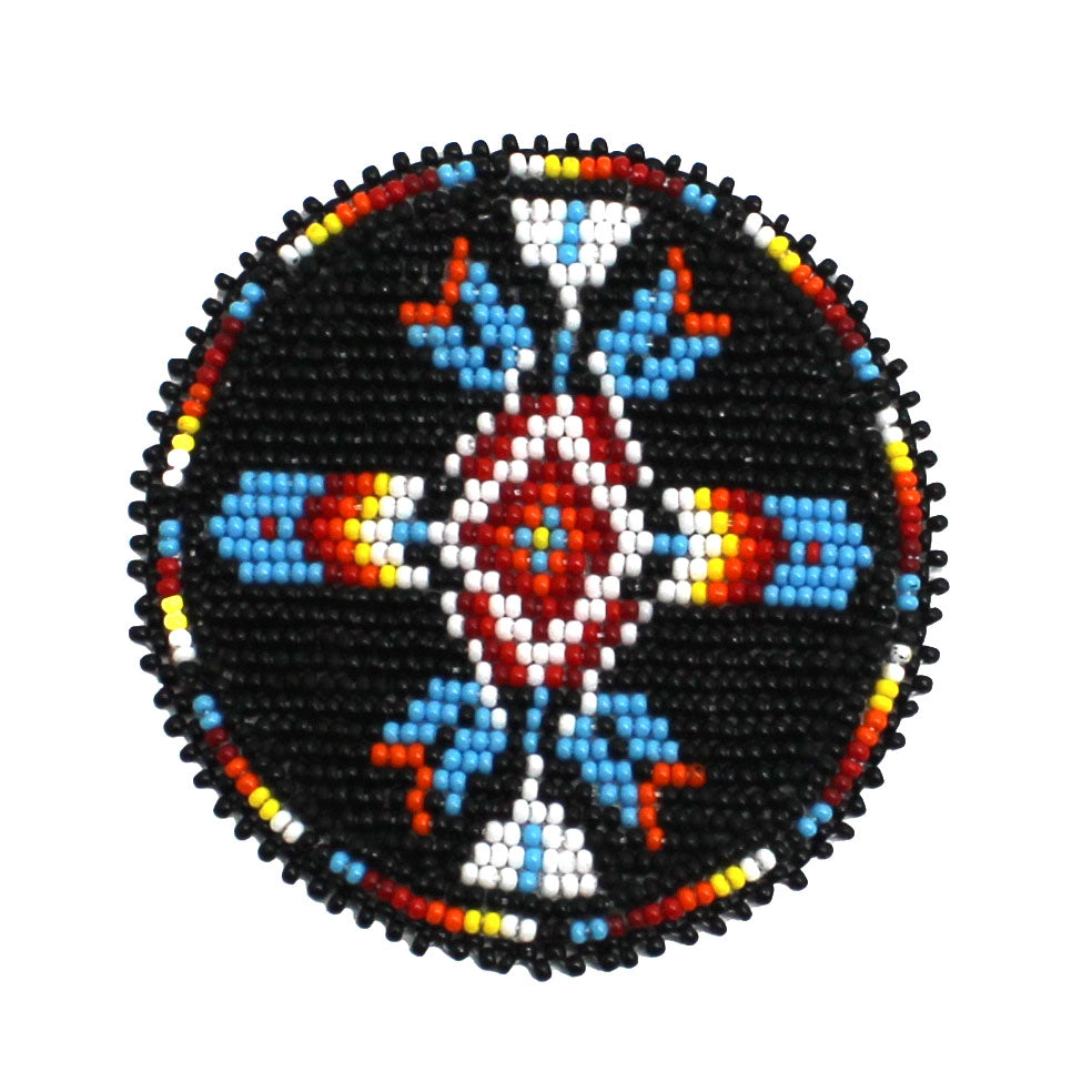 Handmade beaded Black Cyan Blue 3 inch rosette