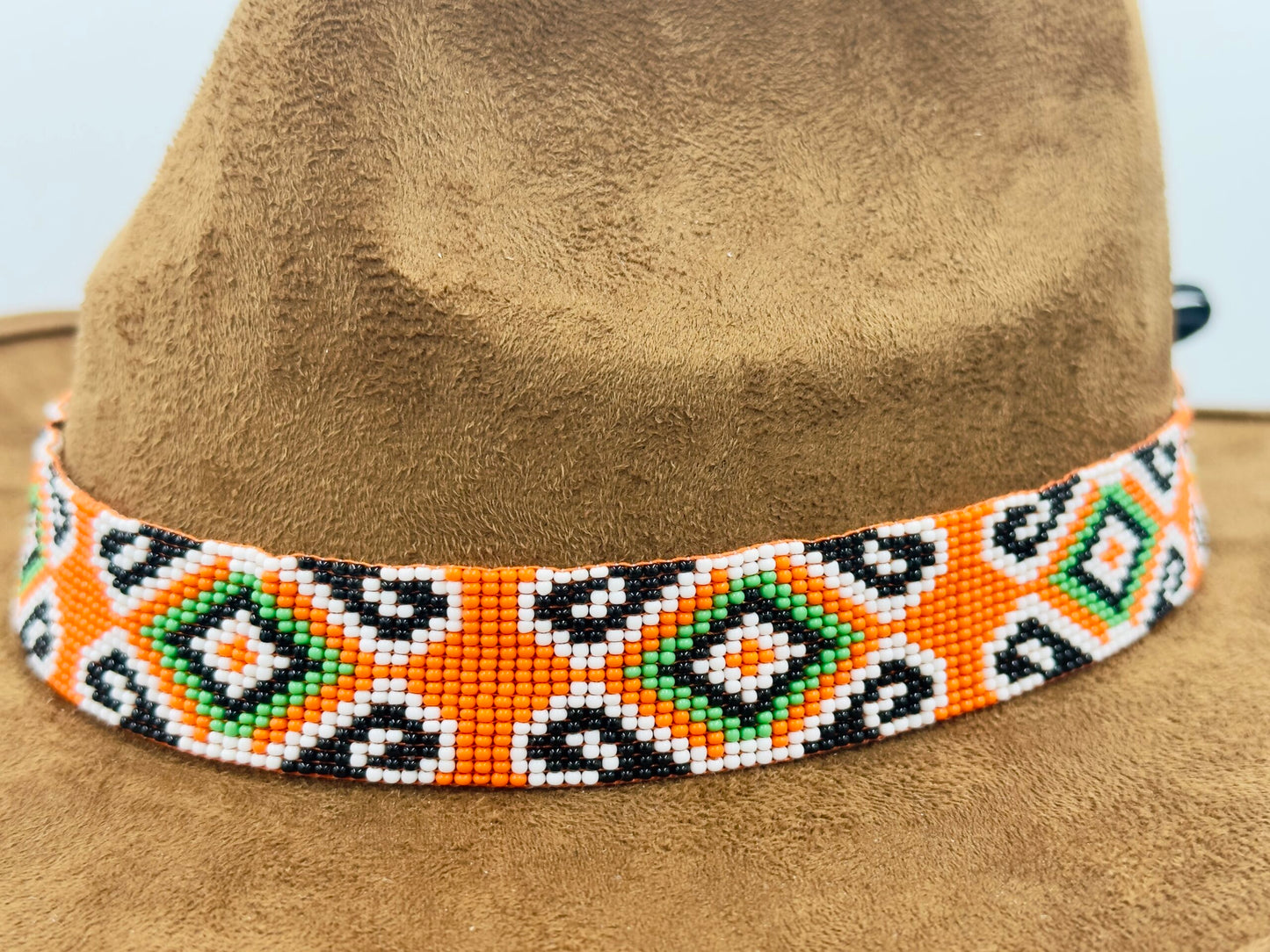 Handmade beaded Orange Green Cowboy Rodeo Hatband