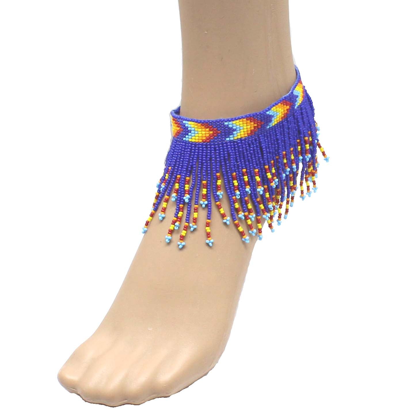 Handmade Beaded adjustable Foot anklet for Women( Deep Blue)