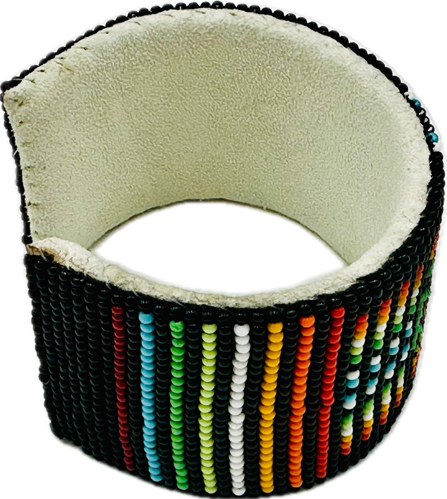 Handmade Black multicolor Flower Leather Cuff Bracelet