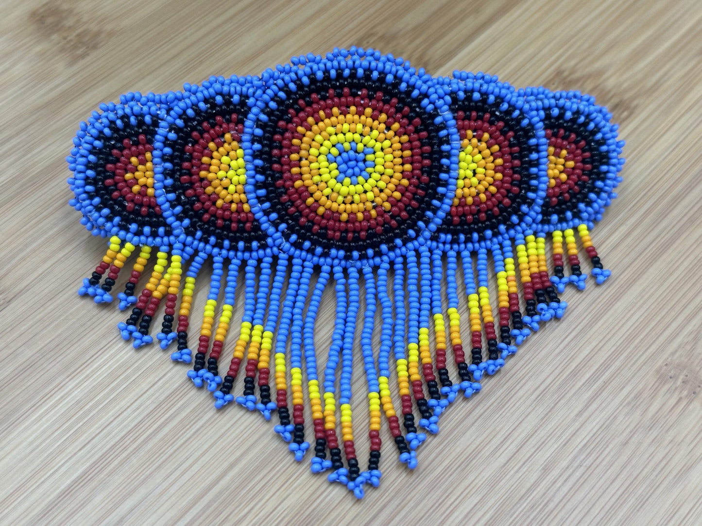 Handmade beaded Lavender, Black Native style fringe French barrette