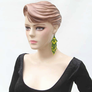 Handmade Beaded Green Seed Bead Big Earrings
