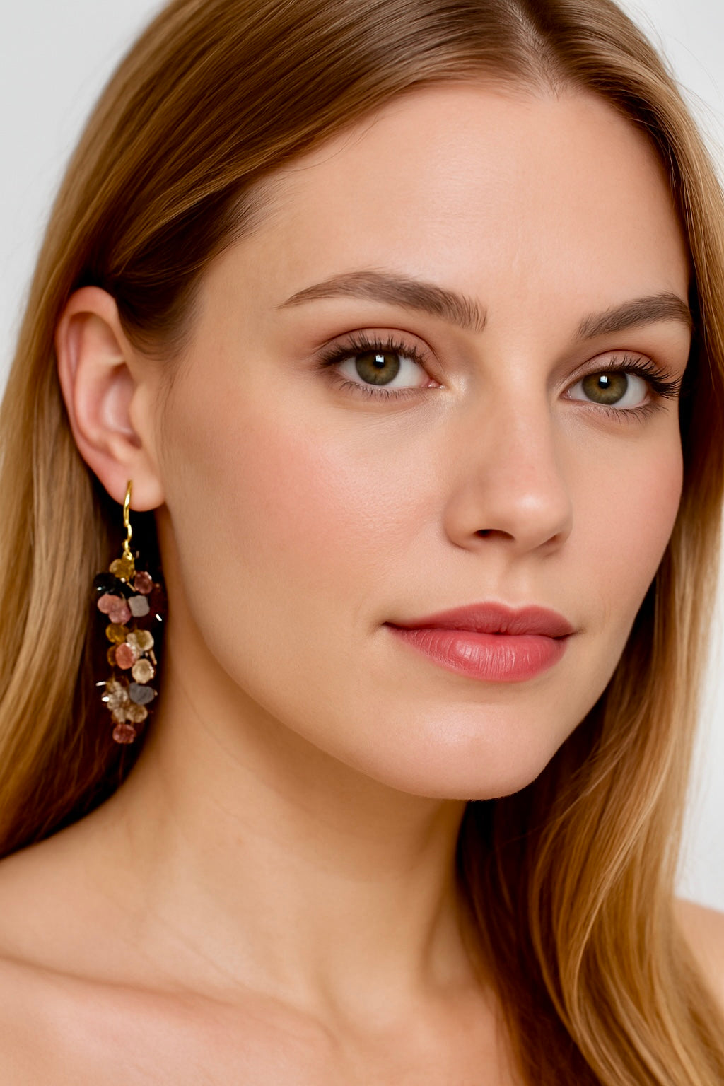 Natural handmade Gemstone Chips Dangle Earrings – Golden Polish Hooks