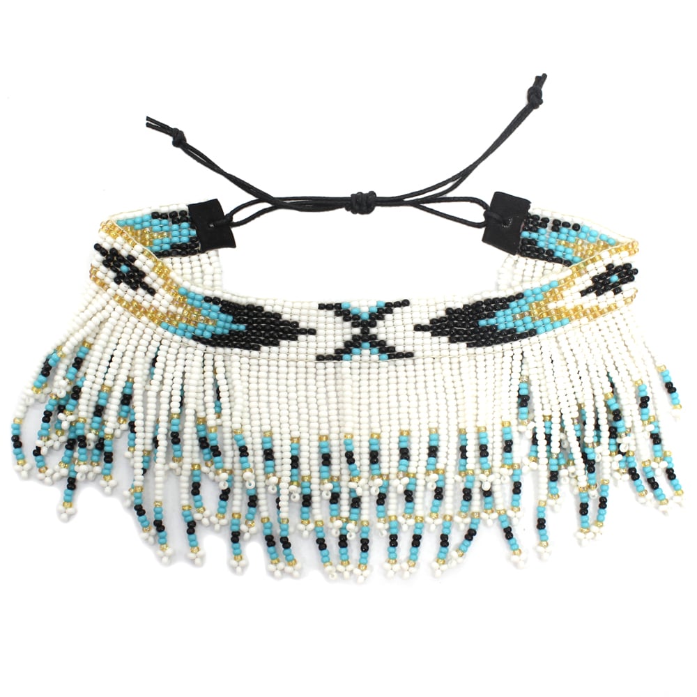 Handmade Beaded Foot Anklet Bohemian for Women Girl Native Southwest Colors Ankle Bracelet (White)