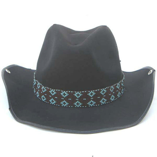 Brown Sea Green Seed Beaded Cowboy Hat Band Waist Belt