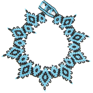Handmade Beaded Turquoise Blue Statement Necklace Earrings Set