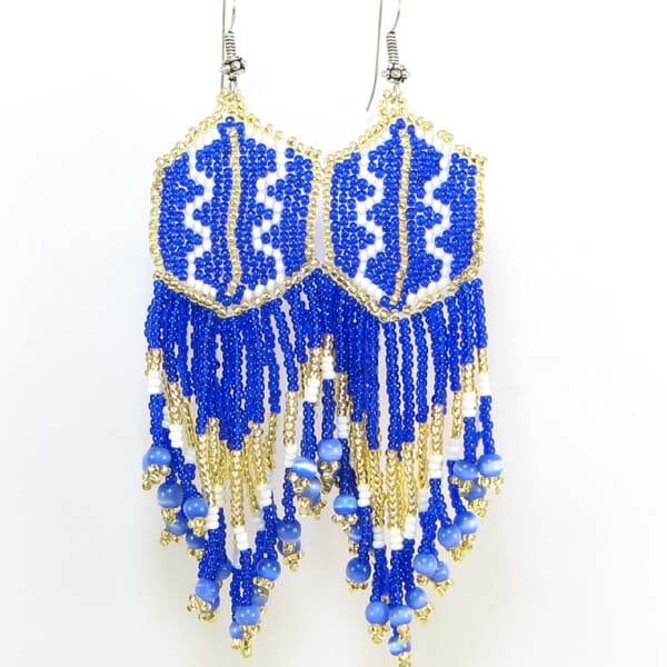 Handmade Beaded Blue Seed Beaded Earrings