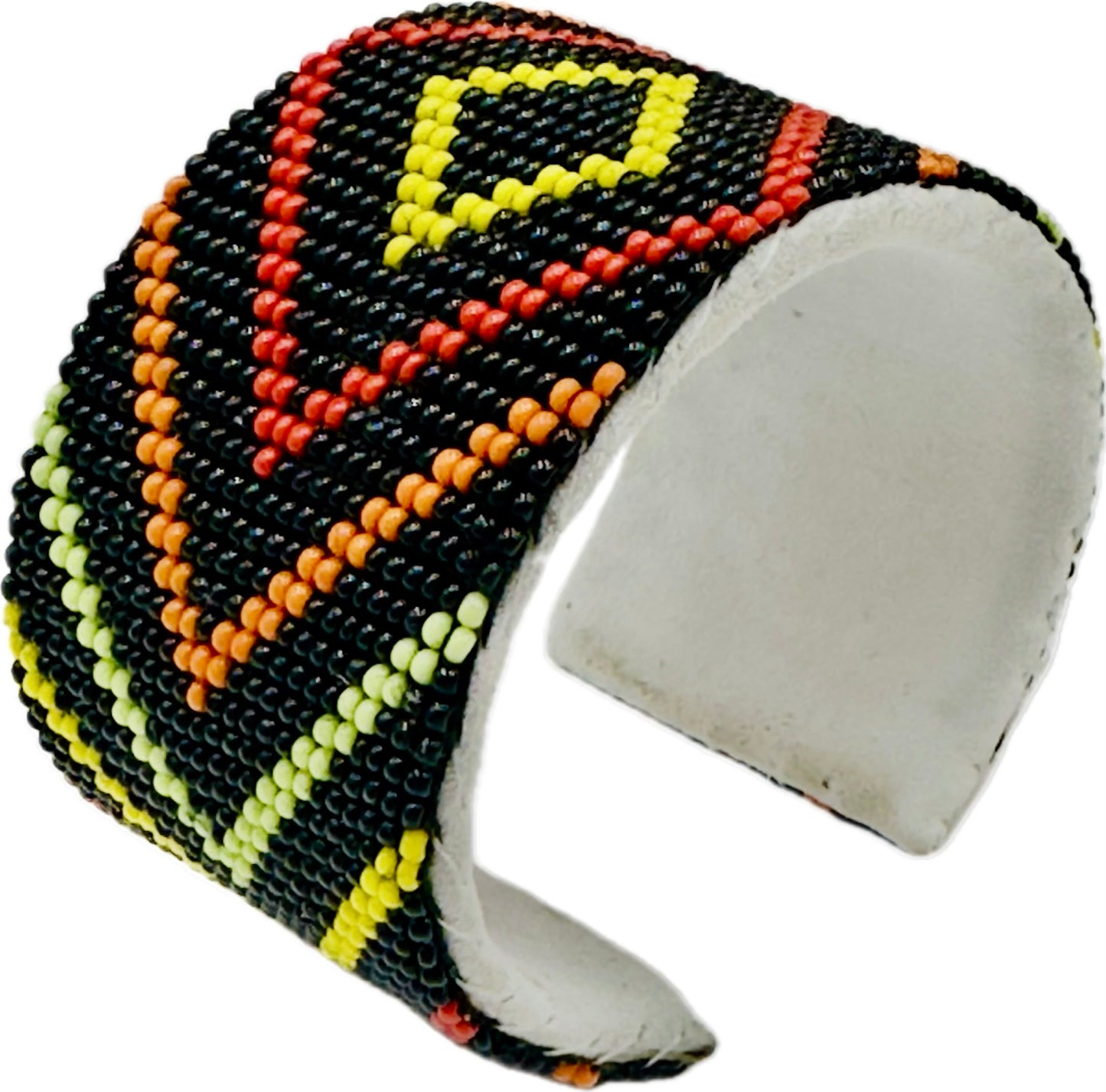 Handmade Black Geometric pattern Leather Cuff Bracelet