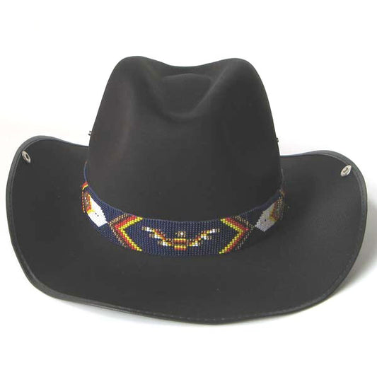 Blue Red Yellow White Thunderbird Beaded Cowboy Hat Band