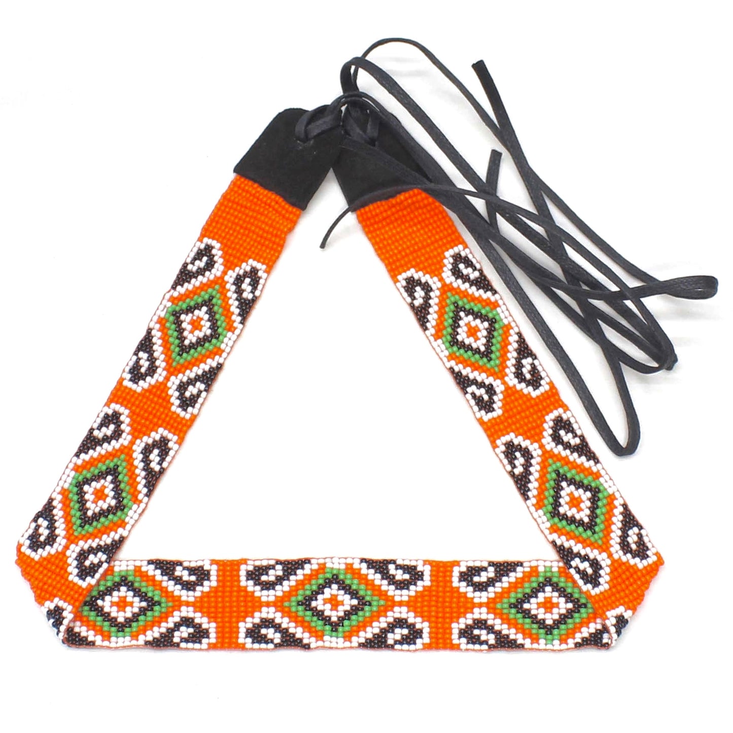 Handmade beaded Orange Green Cowboy Rodeo Hatband