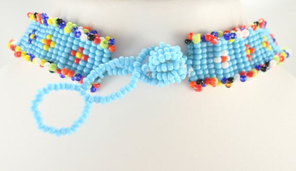 Handmade Beaded Turquoise Blue Choker Necklace