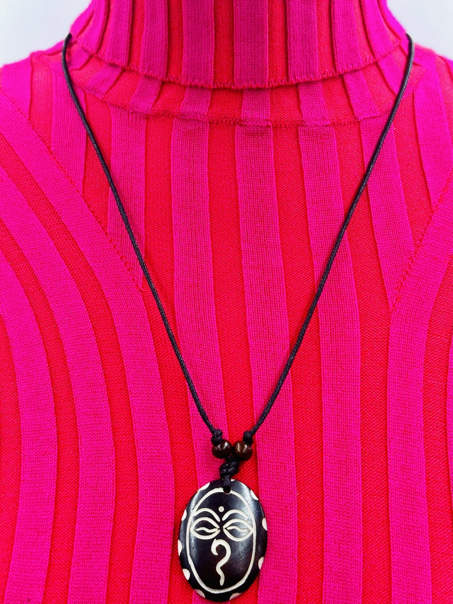 Handmade Tibetan Adjustable Om/Eyes of The Buddha Necklace
