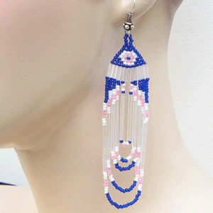 Handmade Beaded Blue Seed Bead Earrings