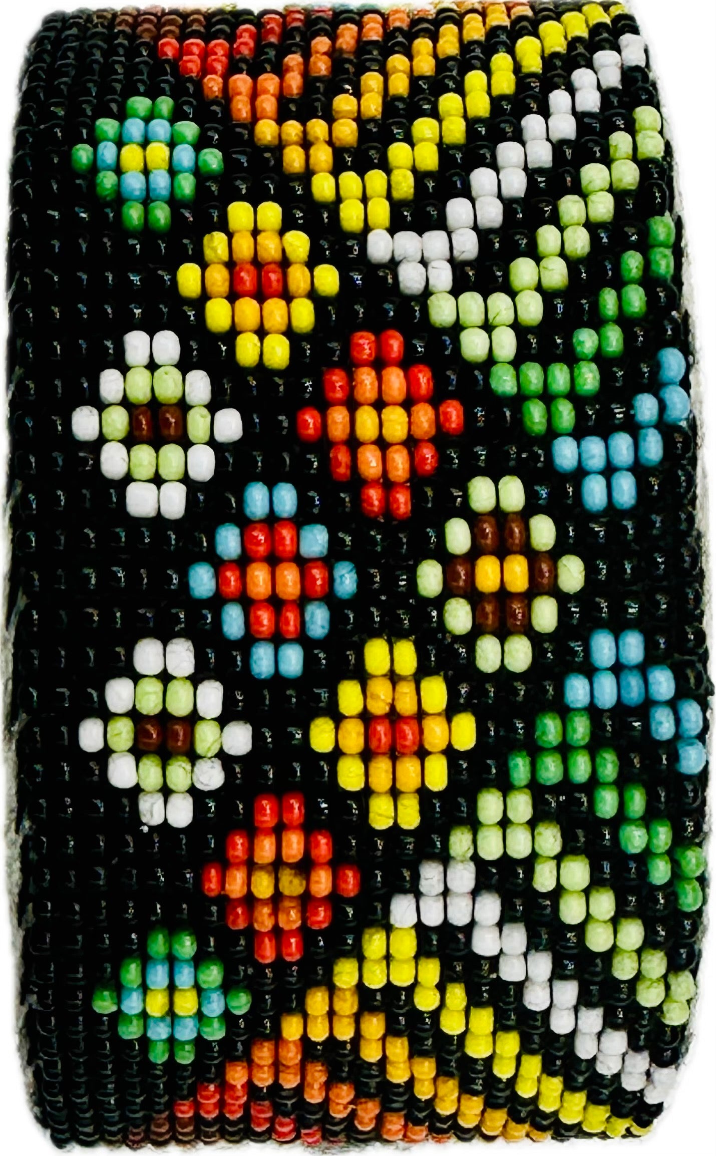 Handmade Black multicolor geometric Leather Cuff Bracelet