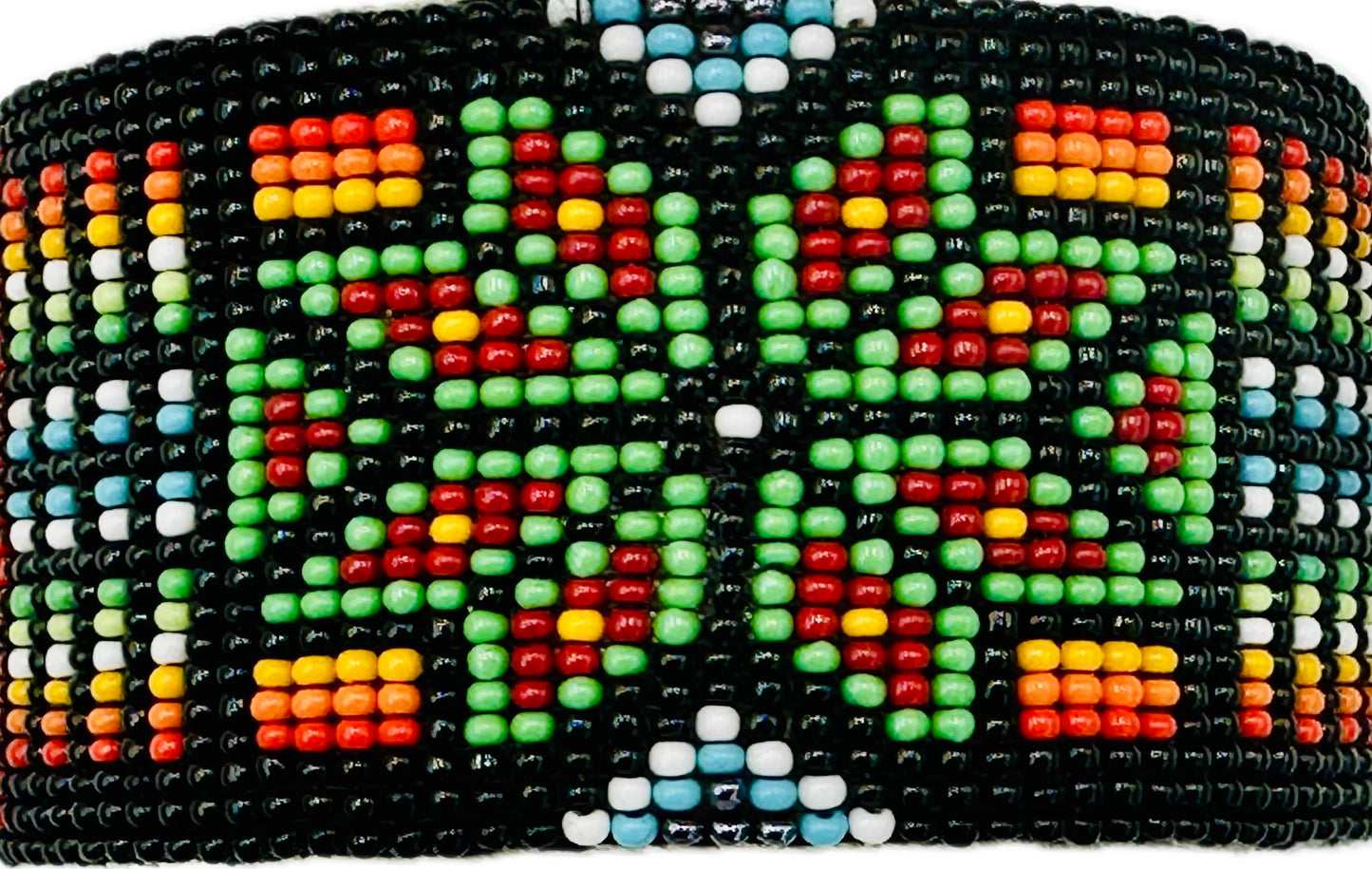 Handmade Black multicolor Flower Leather Cuff Bracelet