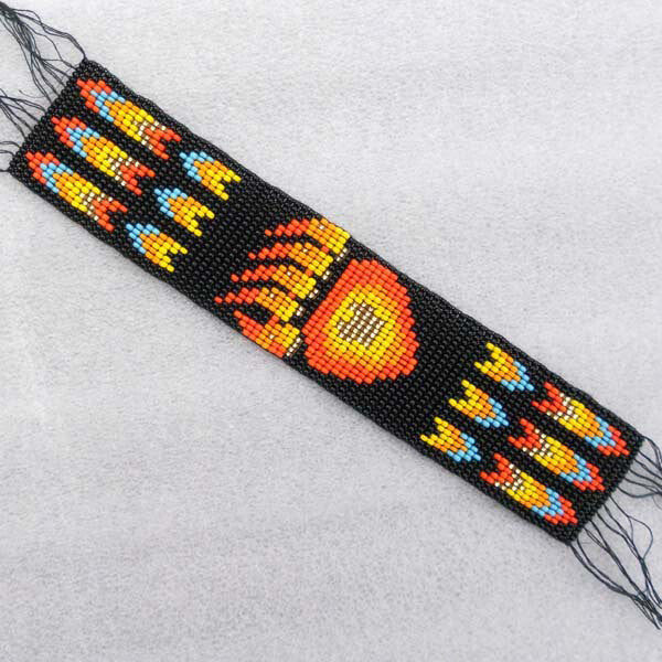 Handmade Black Orange gold Fire Bear Paw Seed Bead Bracelet - Nature-Inspired Charm