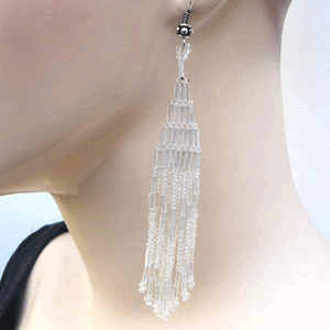 Elegant White Beaded Dangle Earrings