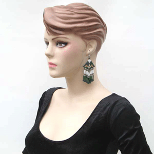 Handmade Beaded Green Seed Beaded Eagle Earrings