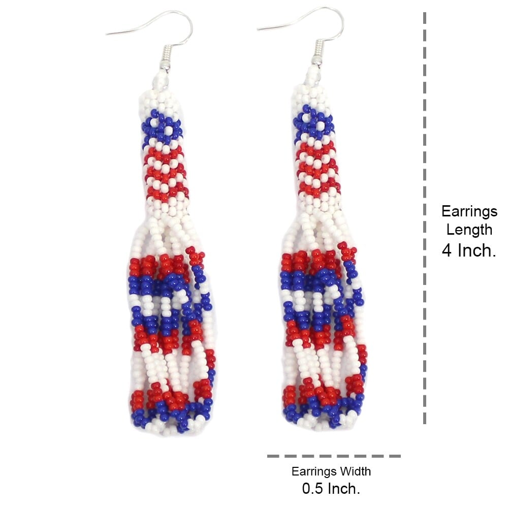 Handmade Patriotic Red White Blue Loop Hook Earrings