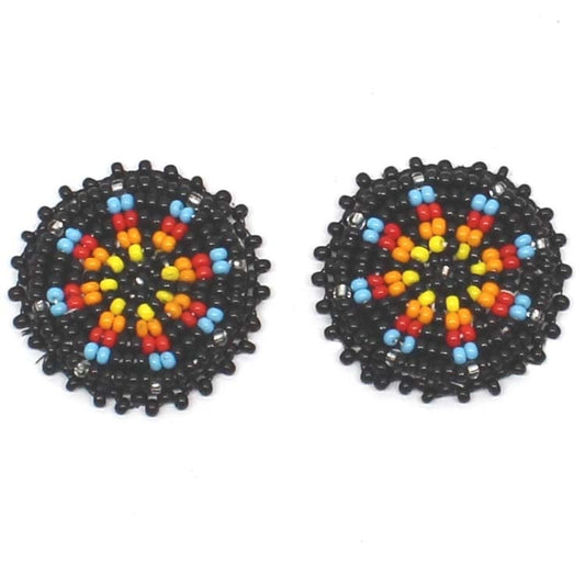 Handmade beaded 2x1.2” Black rosette/applique