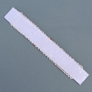 Handmade 5X1" Decorating Beaded Applique Strip for DIY Crafts - White and Red Czech Beads