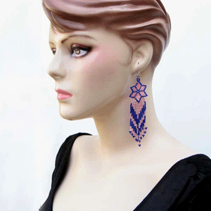 Handmade Beaded Pink Seed Bead Flower Earrings