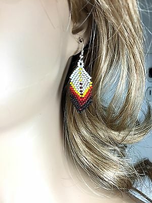 WHITE MULTICOLORED BEADED FASHION HOOK HANDMADE CHANDELIER EARRINGS E54/1