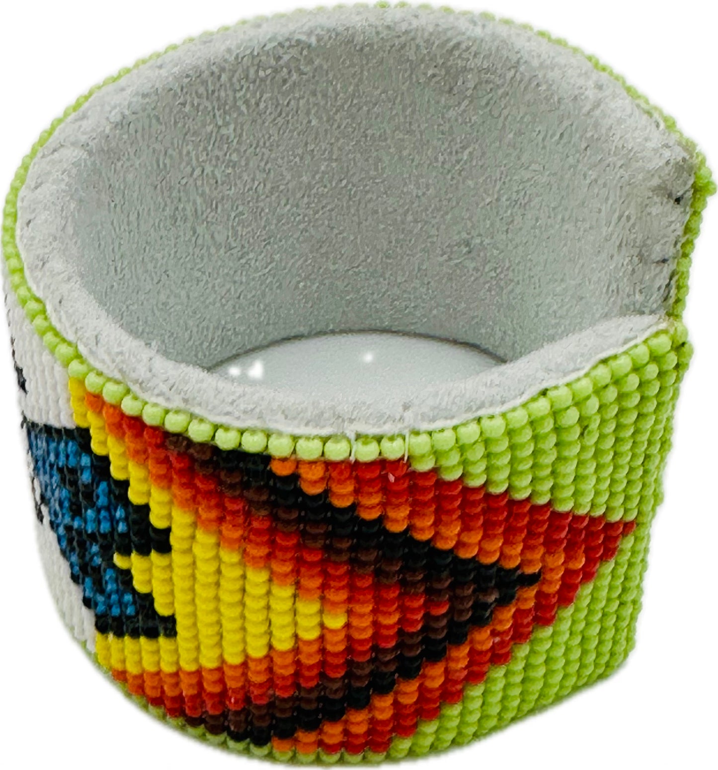 Handmade Beaded White multicolor Leather hard Cuff Bracelet