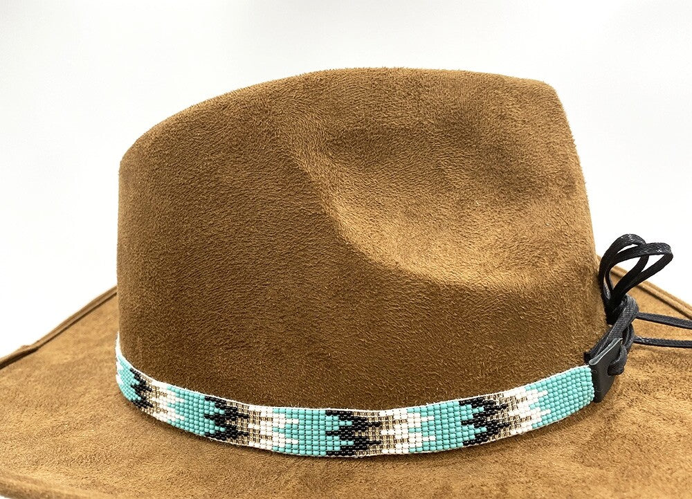 Handmade Turquoise Blue Black White Cowboy Hatband