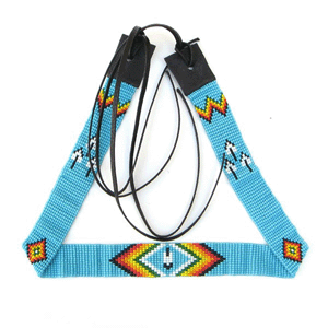 Turquoise Blue Red Black man's Symbol Beadwork Cowboy Hat Band Waist Belt
