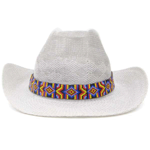 Blue Red Multicolor Zig Zag Beaded Cowboy Hat Band Belt