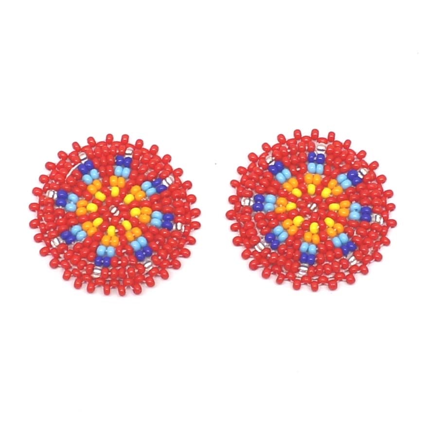 Handmade beaded 2x1.2 “ Red rosette/applique
