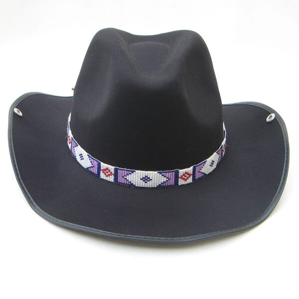 Purple White Red Billy Jack Movie Inspired Seed Beaded Cowboy Hat Band