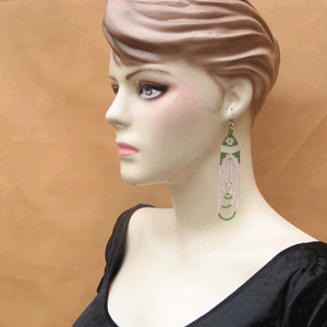 Handmade Beaded Green Clear White Seed Bead Earrings