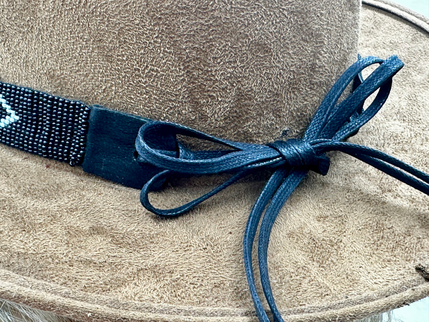 Handmade beaded Black Cyan Blue Cowboy Rhodeo style Hatband