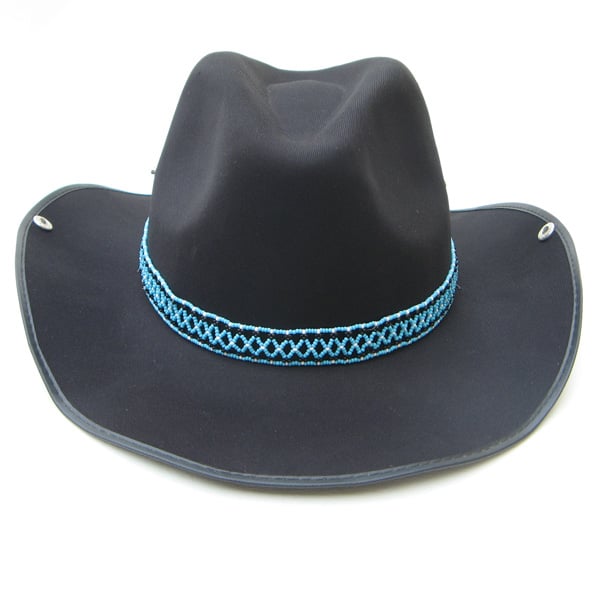 Turquoise Blue Black Seed Beaded Waist Belt Cowboy Hat Band