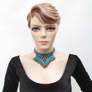 Handmade Beaded Turquoise Blue Medicine Man'S Eye Choker Necklace